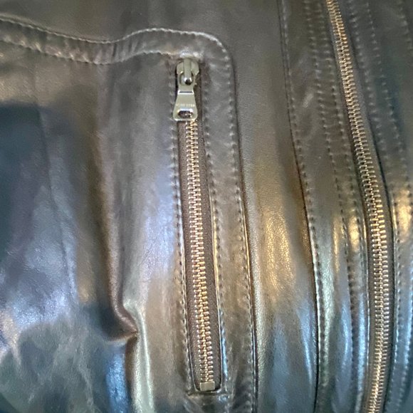 BOSS Mens Black 100% Lamb Leather Moto Jacket - Picture 6 of 14